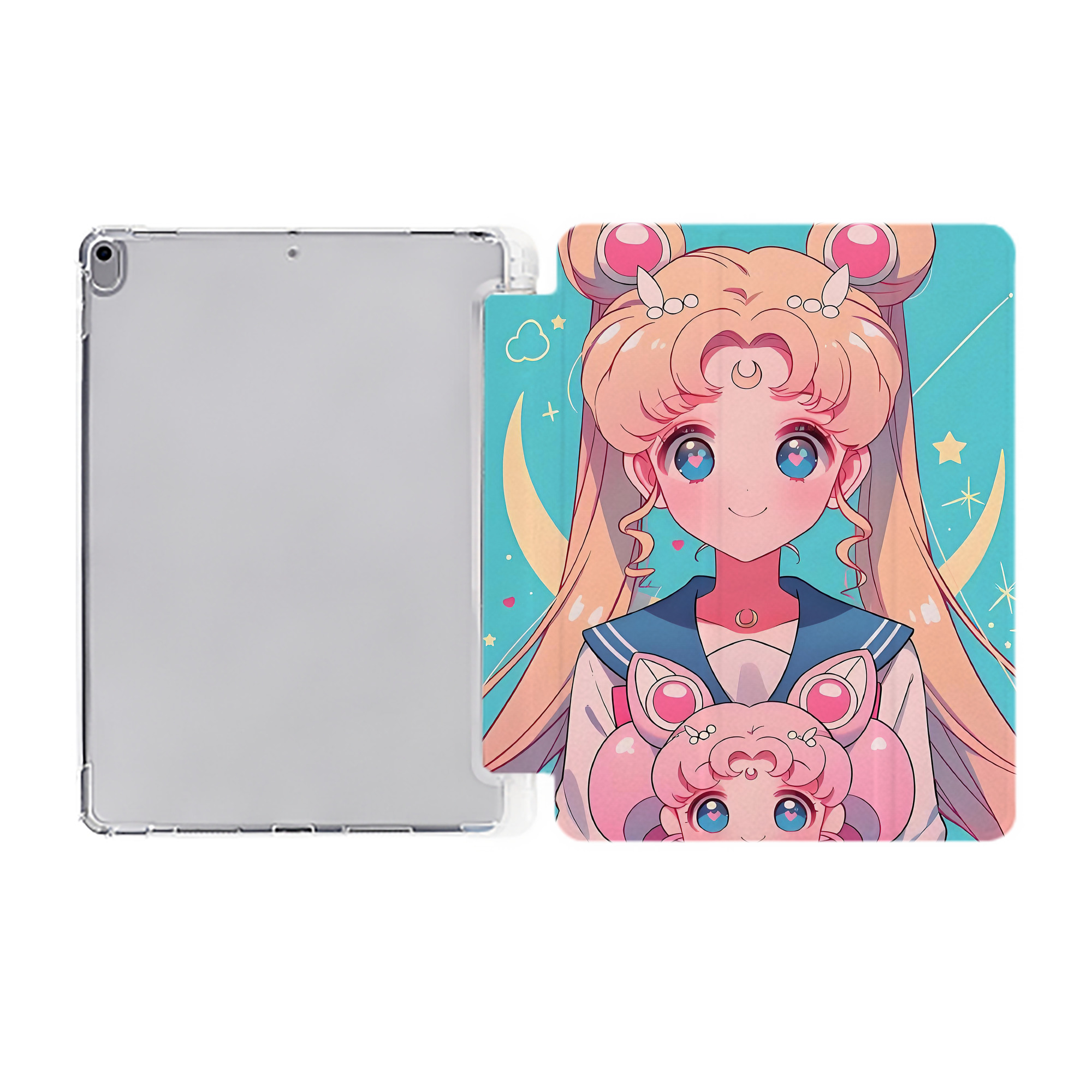 （画像用） 美少女戦士セーラームーン Sailor Moon IPad ケース ペン収納付き 三つ折りスタンド PUレザー×シリコン 対応機種9.5/10.5/10.9インチ